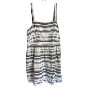 Loft Outlet Womens Gray White Striped Sleeveless Pocket Sun Dress Lined Large